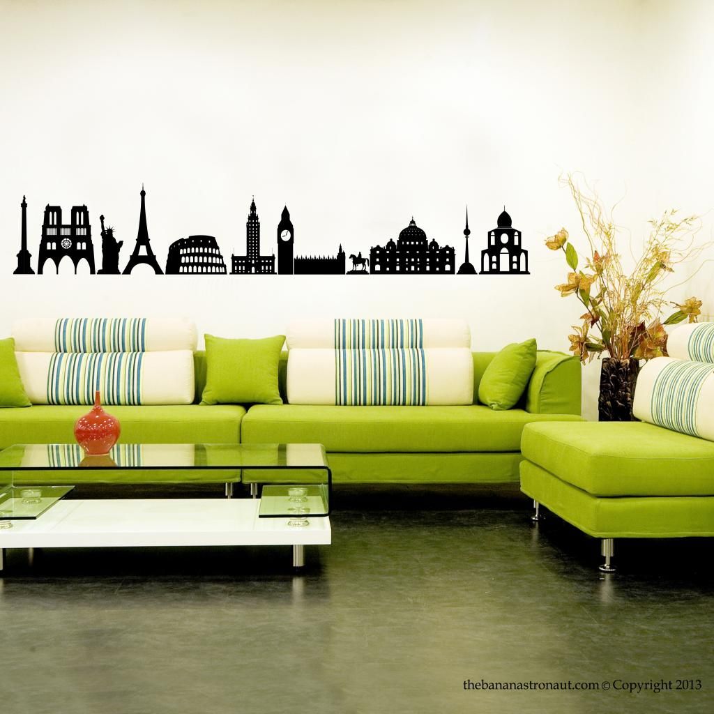 Travel Europe Wall Decal Stickers World Map Modern Look Easy Removable