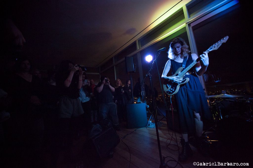 Hannah Cohen playing electric guitar, The Standard East Village, NYC on 3-16-15