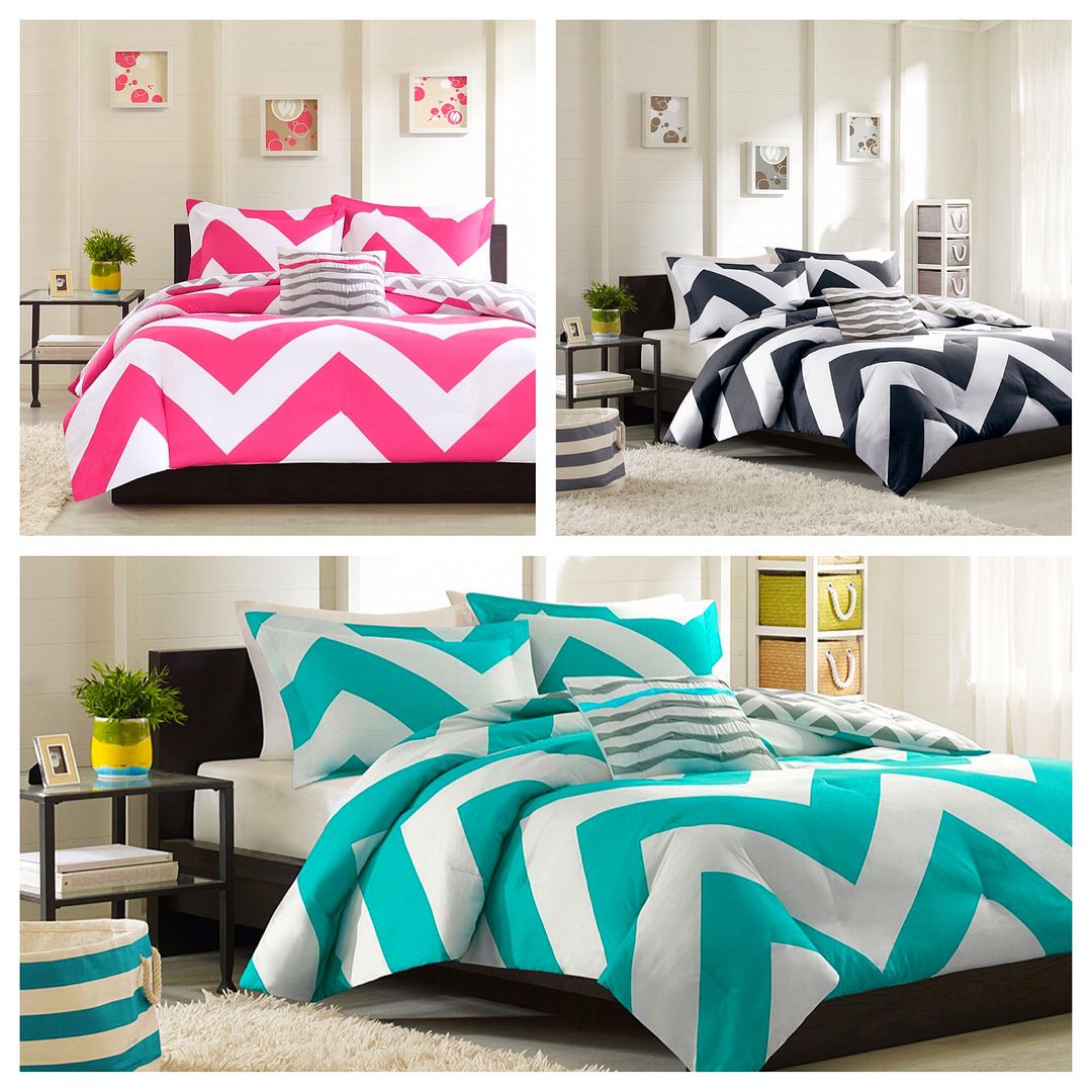 Chevron Zig Zag Bed n Bag Twin Full/ Queen King PINK WHITE BLUE WHITE