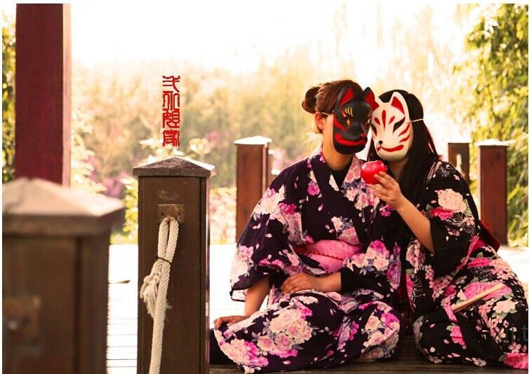 Full/Half Face Japanese Style HandPainted Fox Masquerade Masks